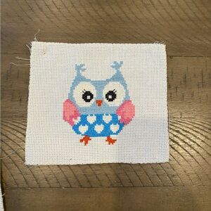 handmade complete finished cross stitch cute owl one of ten stitching